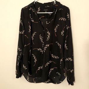 Black floral button down for work